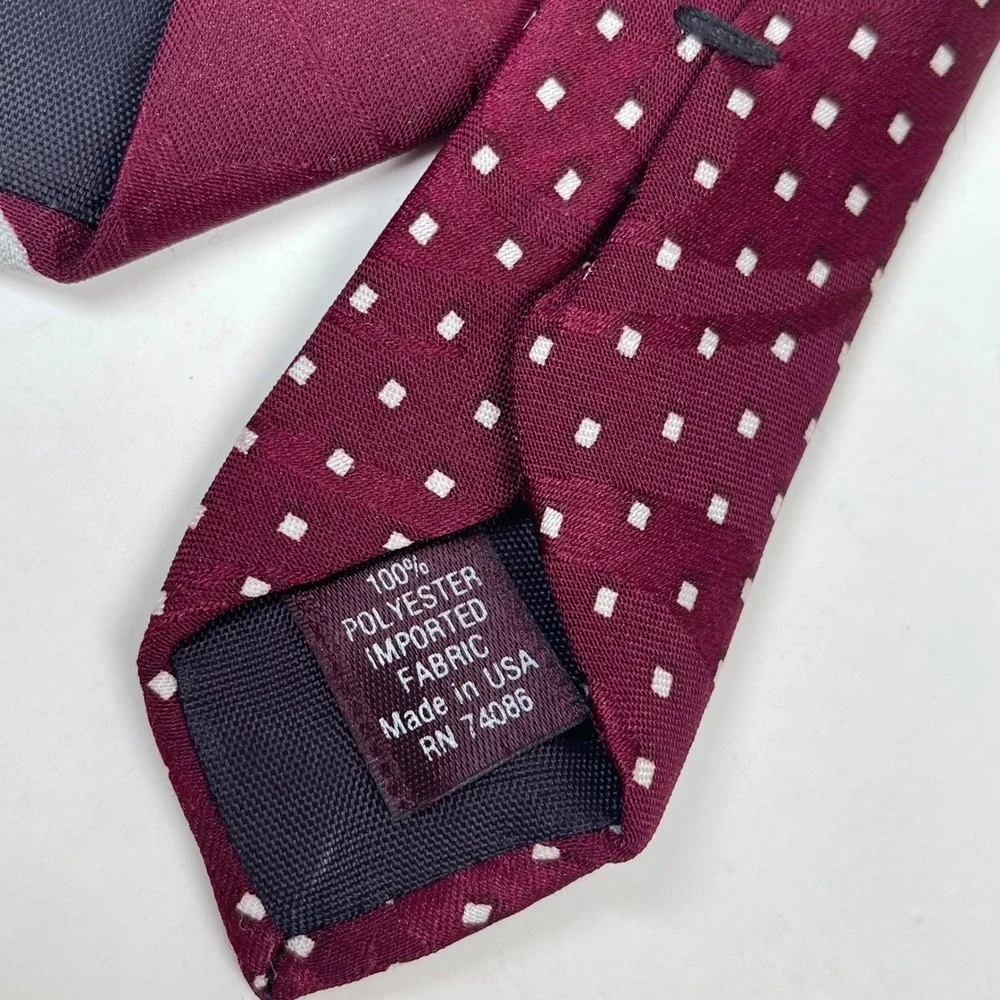 Vintage Botany 500 Necktie Tie Burgundy Blue Abstract Geometric 90s Art Deco